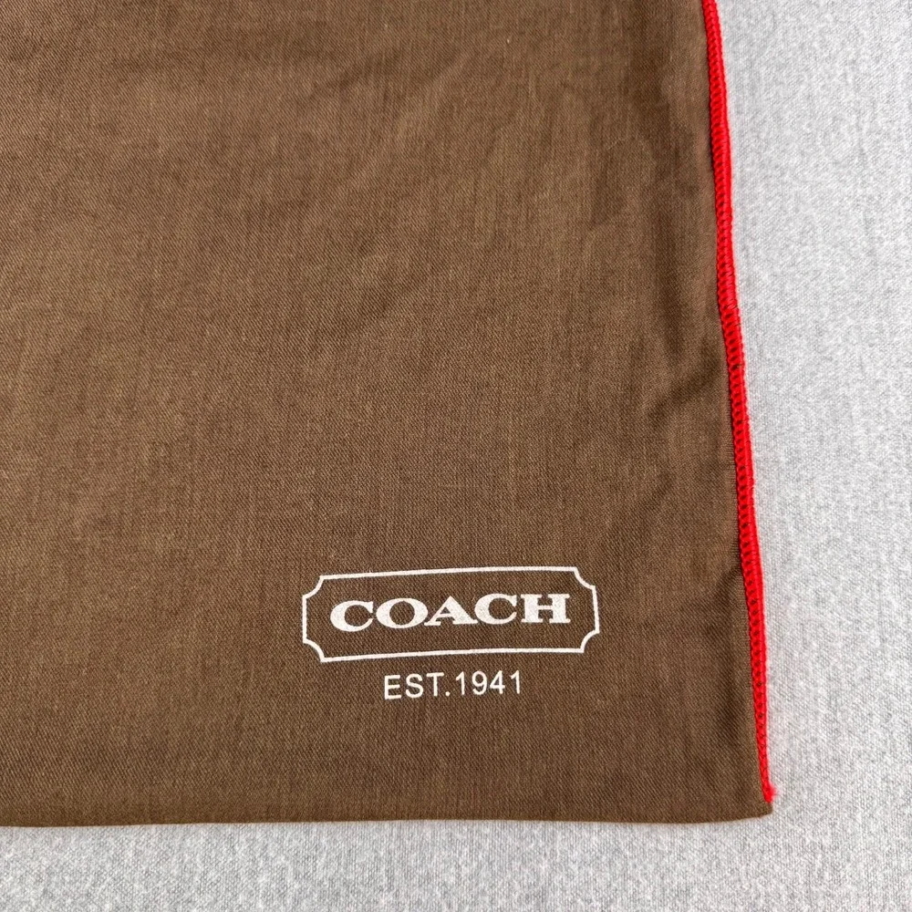 Coach Dust Bag Brown Drawstring Storage Pouch Red Trim 19 x 14.75 Large